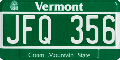 VT license plate JFQ356