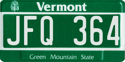 VT license plate JFQ364