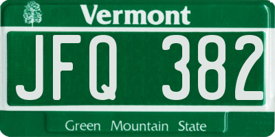 VT license plate JFQ382