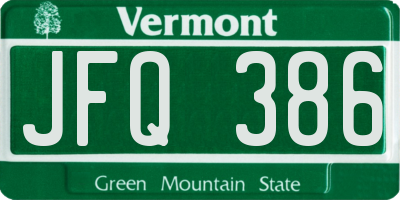 VT license plate JFQ386