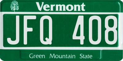 VT license plate JFQ408