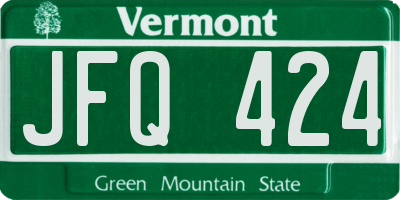 VT license plate JFQ424