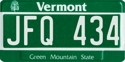 VT license plate JFQ434