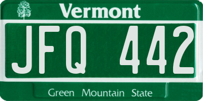VT license plate JFQ442