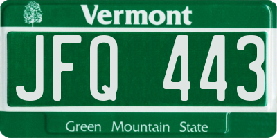 VT license plate JFQ443