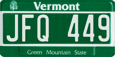VT license plate JFQ449