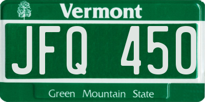 VT license plate JFQ450