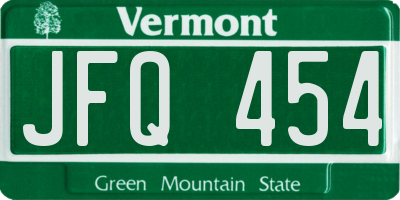 VT license plate JFQ454