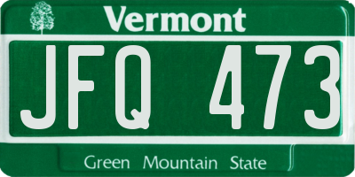VT license plate JFQ473