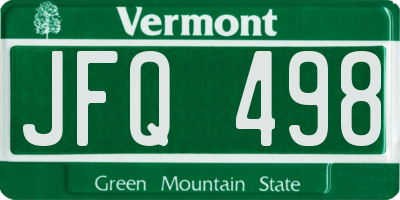 VT license plate JFQ498
