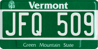 VT license plate JFQ509