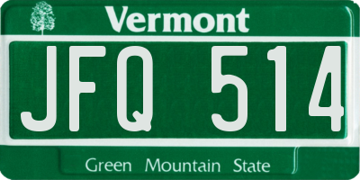 VT license plate JFQ514