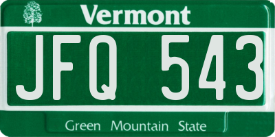 VT license plate JFQ543