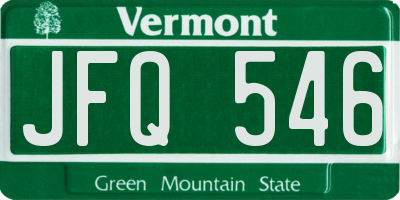 VT license plate JFQ546