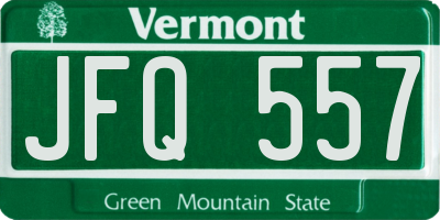 VT license plate JFQ557