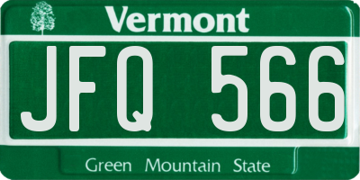 VT license plate JFQ566