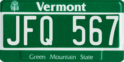VT license plate JFQ567