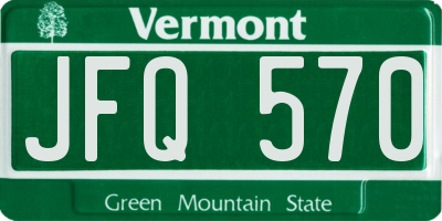 VT license plate JFQ570