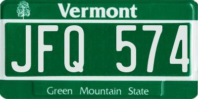 VT license plate JFQ574