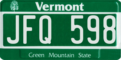 VT license plate JFQ598