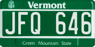 VT license plate JFQ646