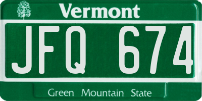 VT license plate JFQ674