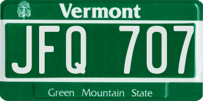 VT license plate JFQ707