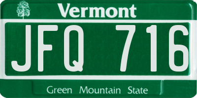 VT license plate JFQ716