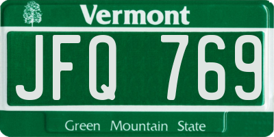 VT license plate JFQ769