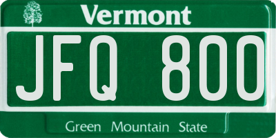 VT license plate JFQ800
