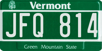 VT license plate JFQ814