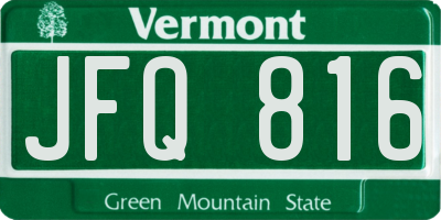 VT license plate JFQ816