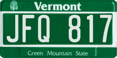 VT license plate JFQ817
