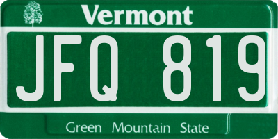 VT license plate JFQ819