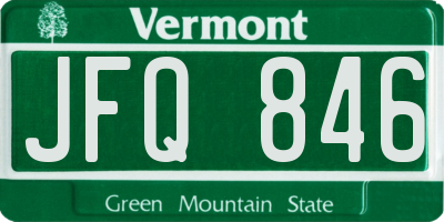 VT license plate JFQ846