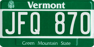 VT license plate JFQ870
