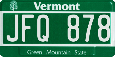 VT license plate JFQ878