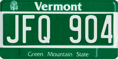 VT license plate JFQ904