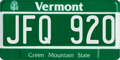 VT license plate JFQ920