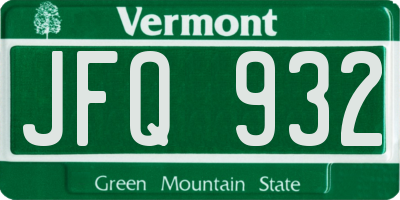 VT license plate JFQ932