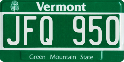 VT license plate JFQ950