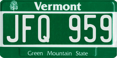 VT license plate JFQ959