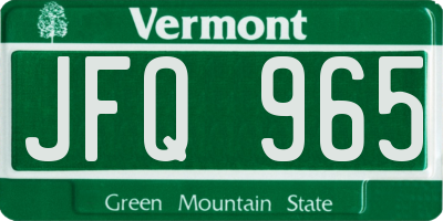 VT license plate JFQ965