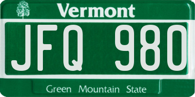 VT license plate JFQ980