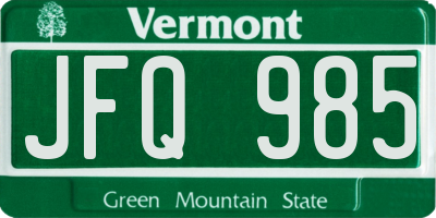 VT license plate JFQ985