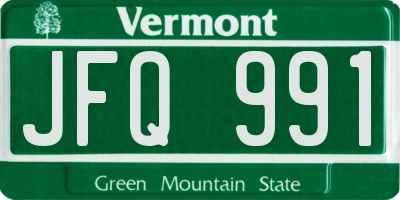 VT license plate JFQ991