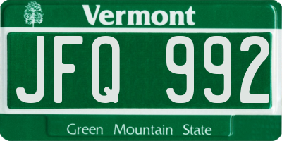 VT license plate JFQ992