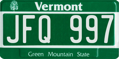 VT license plate JFQ997