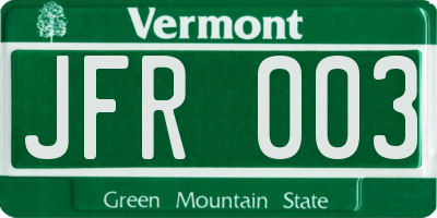 VT license plate JFR003
