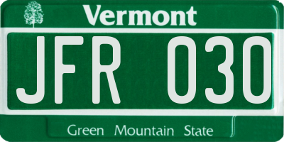 VT license plate JFR030